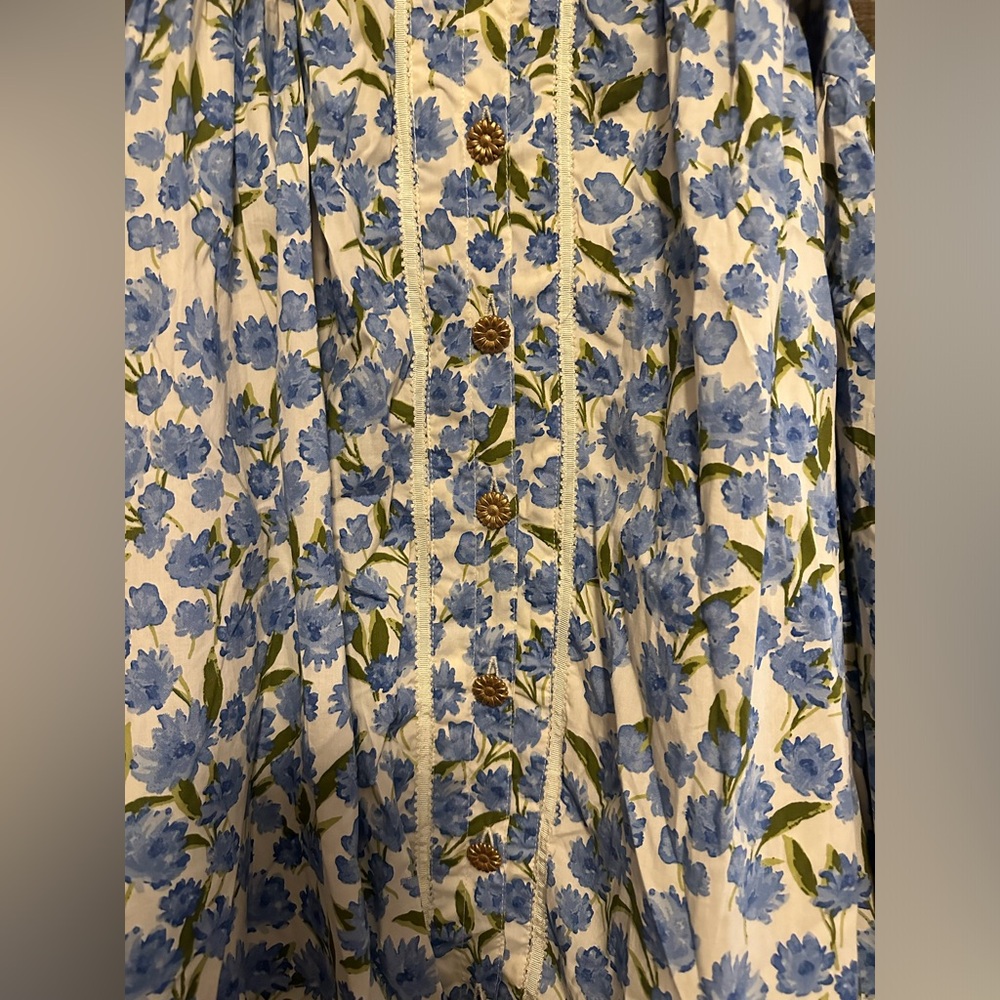 Anthropologie Blue and Green Floral Mini Dress - Picture 3 of 7
